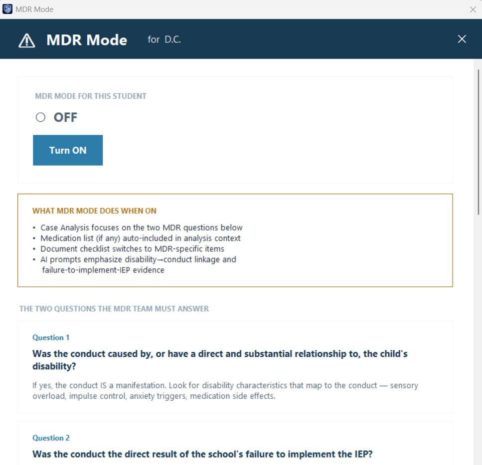 MDR mode for discipline meetings